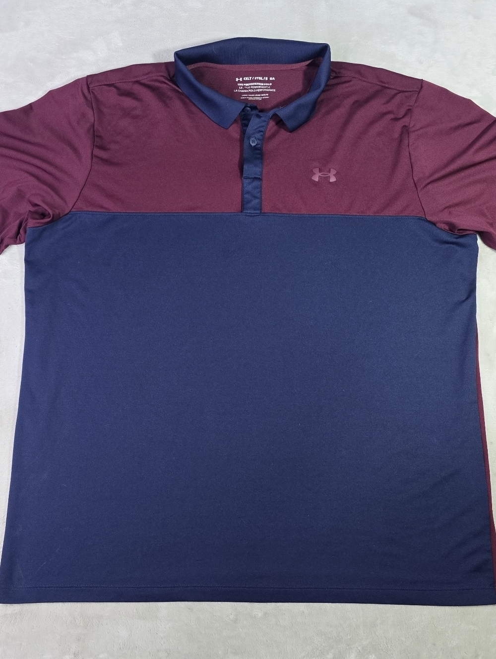 Under Armour Polo Shirt Mens 2XLT Blue Red The Performance Golf Loose Fit